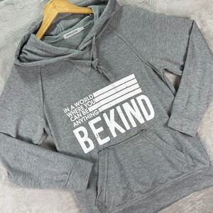 Misslook Women's Gray Graphic Hoodie Be Kind Pullover Sweatshirt Size Small